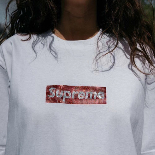 Supreme 19ss Swarovski Box Logo Tee HFLSTX417