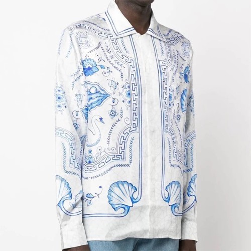 Casablanca Blue and white marble swan print shirts FZCS160