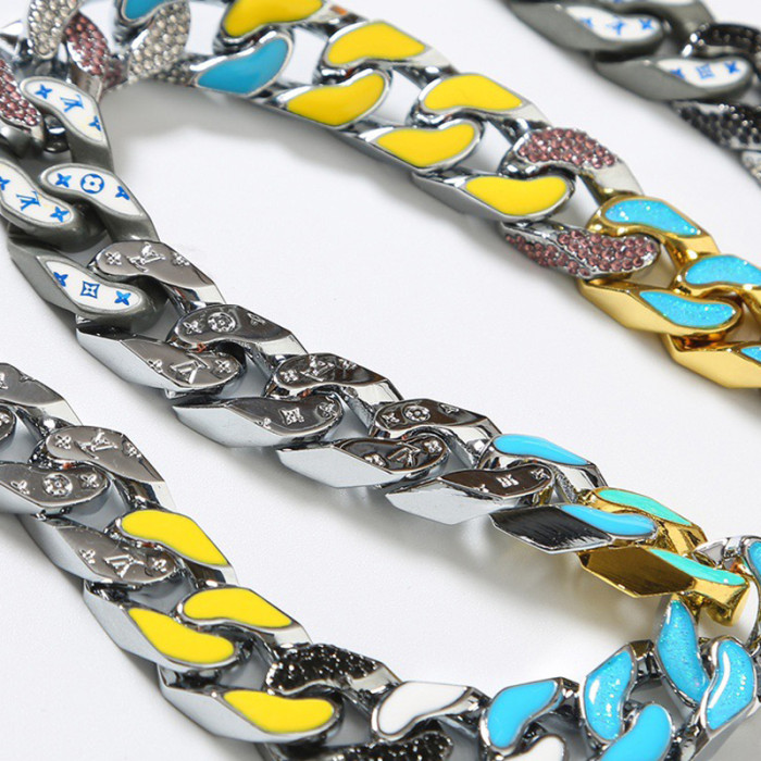 LV chain links patches Bracelet necklace FZXL049