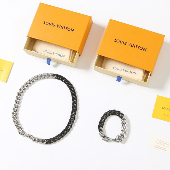LV chain links patches Bracelet necklace FZXL050