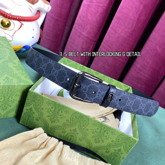 Gucci BELT WITH INTERLOCKING G DETAIL 35MM BELT FZYD074