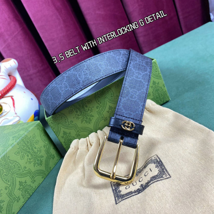 Gucci BELT WITH INTERLOCKING G DETAIL 35MM BELT FZYD074