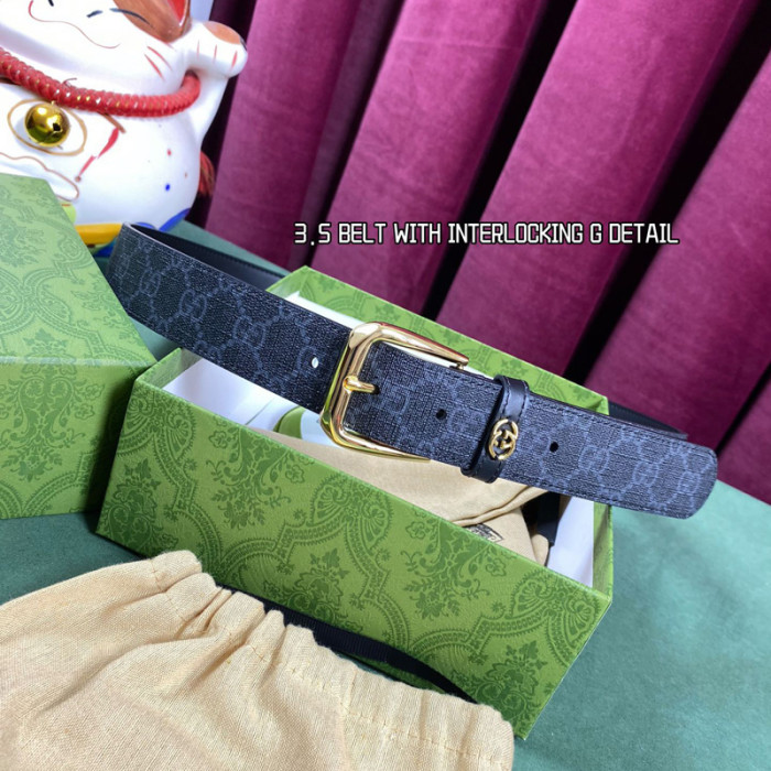 Gucci BELT WITH INTERLOCKING G DETAIL 35MM BELT FZYD074