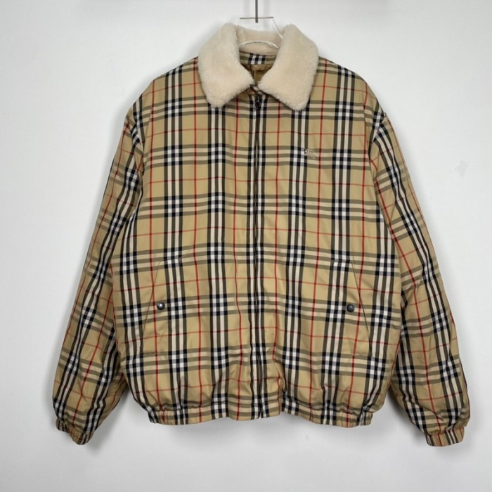 Supreme X Burberry Shearling Collar Down Puffer Jacket FZJK971