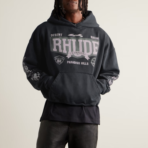 RHUDE 4x4 Logo-Print Cotton-Jersey Hoodie FZWY1176