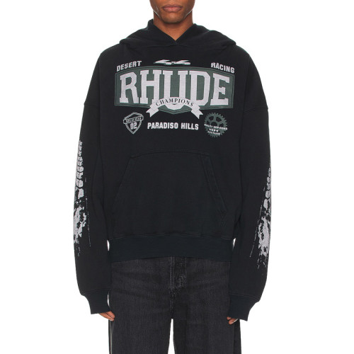 RHUDE 4x4 Logo-Print Cotton-Jersey Hoodie FZWY1176