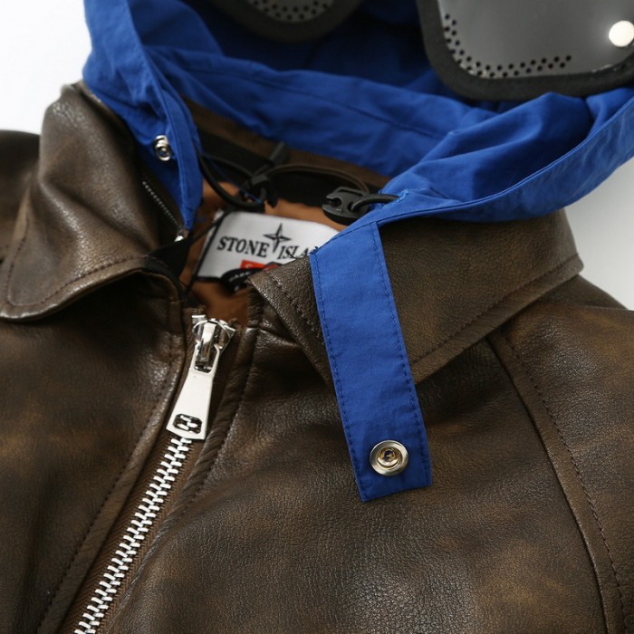 Supreme X Stone island WEEK10 LEATHER BOMBER JACKET FZJK1186