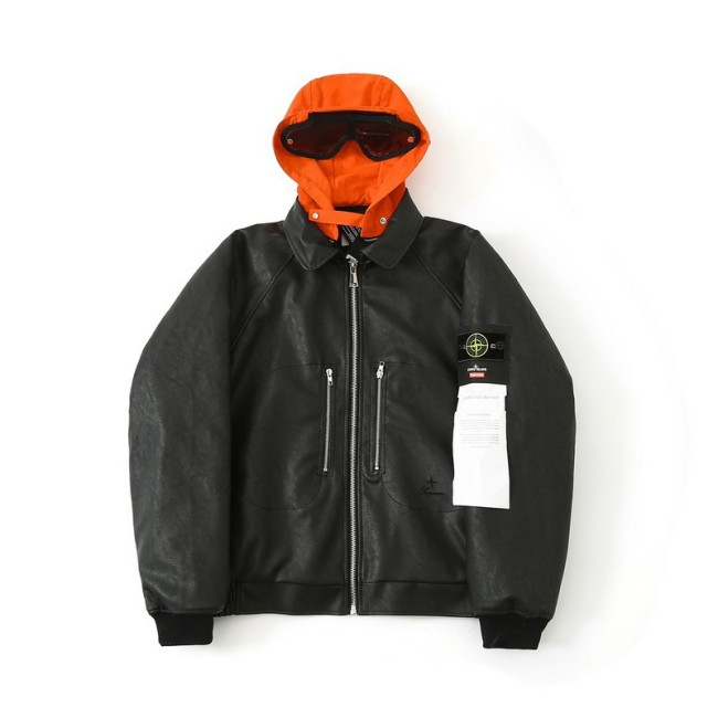 Supreme X Stone island WEEK10 LEATHER BOMBER JACKET FZJK1186