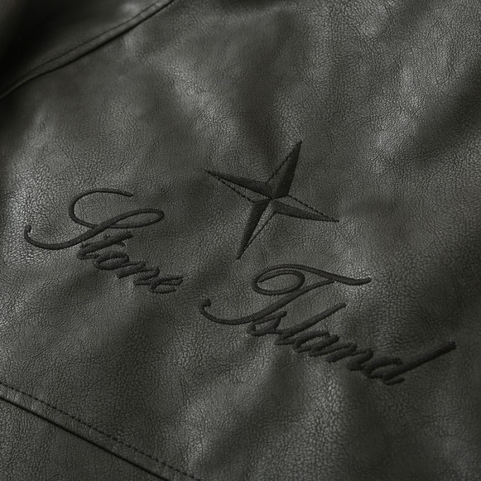 Supreme X Stone island WEEK10 LEATHER BOMBER JACKET FZJK1186