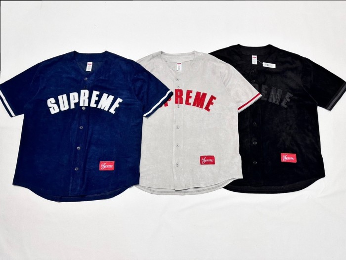 SUPREME 24SS ULTRASUEDE MESH BASEBALL JERSEY FZTX4058