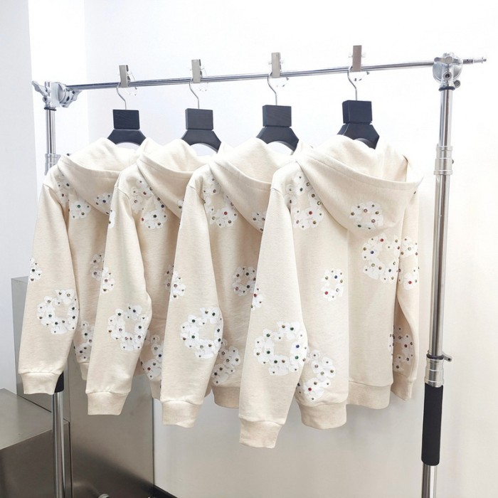 DENIM TEARS Rhinestone Zipper Hoodies FZWY1407