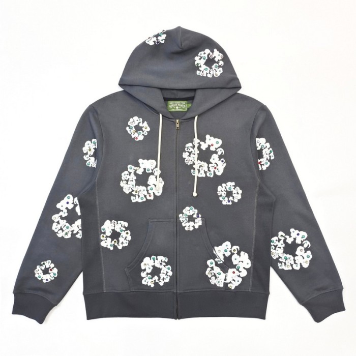 DENIM TEARS Rhinestone Zipper Hoodies FZWY1509