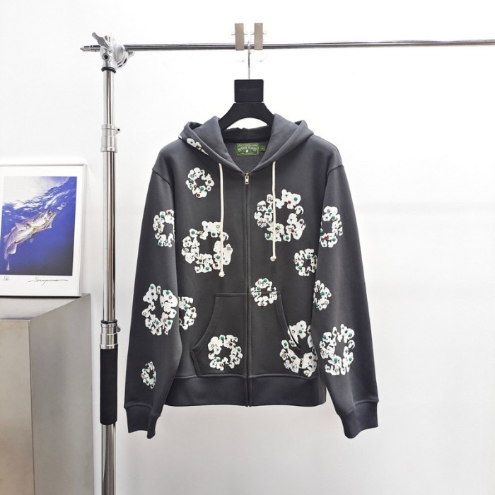 DENIM TEARS Rhinestone Zipper Hoodies FZWY1509