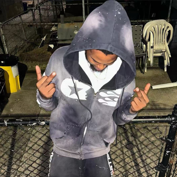 HELLSTAR Splash-ink Zipper Hoodies FZWY1595