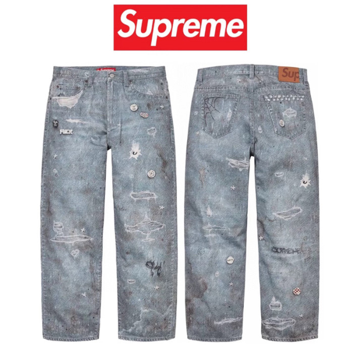SUPREME 24FW HJR TROMPE L'OEIL LOOSE FIT JEAN FZKZ1164