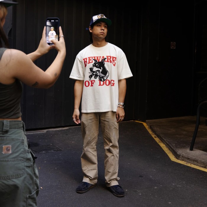 Rhude WARNING LOGO T-SHIRT FZTX4453