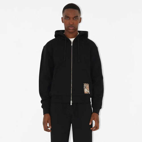 Burberry Check Label Cotton Zip Hoodies FZWY1683