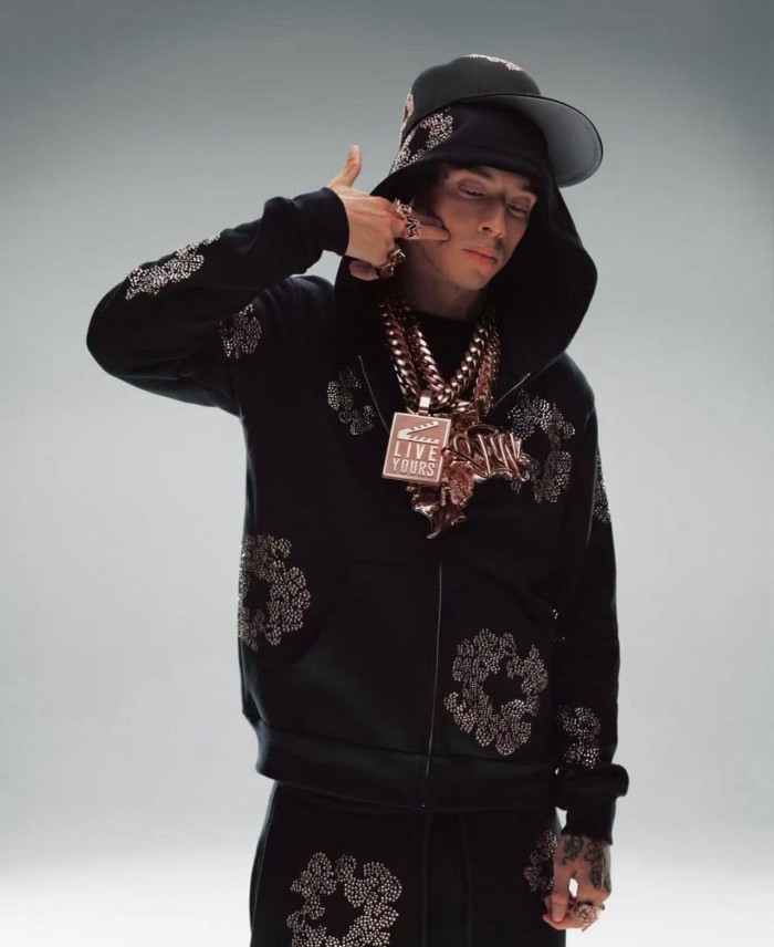 DENIM TEARS Rhinestone Zipper Hoodies FZWY1704
