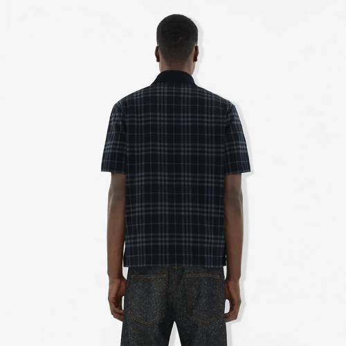 Burberry Check Stretch Cotton Blend Polo Shirt FZTX4832