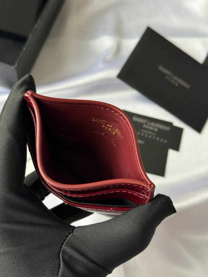 YSL SLP SAINT LAURENT CASSANDRE MATELASSÉ Lacquer leather card bag Wallet Purse FZBB151