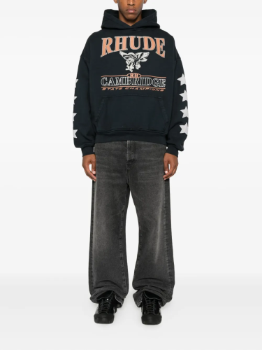 RHUDE CAMBRIDGE STATE CHAMPS VINTAGE BOXY HOODIE FZWY1817