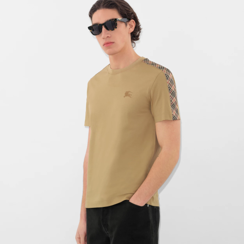 Burberry Check Trim Cotton T-shirt FZTX5325