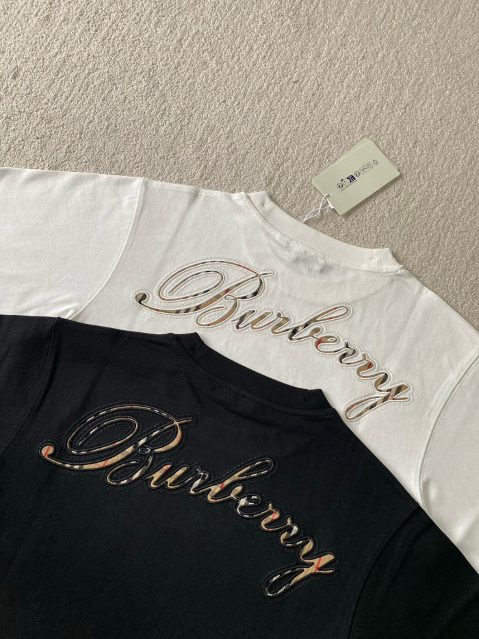 Burberry Check Cursive Logo Cotton T-shirt FZTX5375