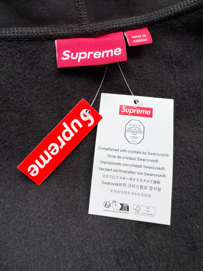 SUPREME X SWAROVSKI 25FW WEEK4 Motion Logo HOODED SWEATSHIR FZWY1895