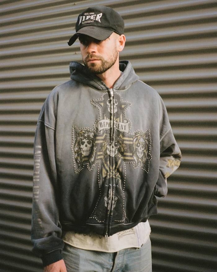 Represent X Guns N' Roses Cross Zip Through Hoodie FZWY1941
