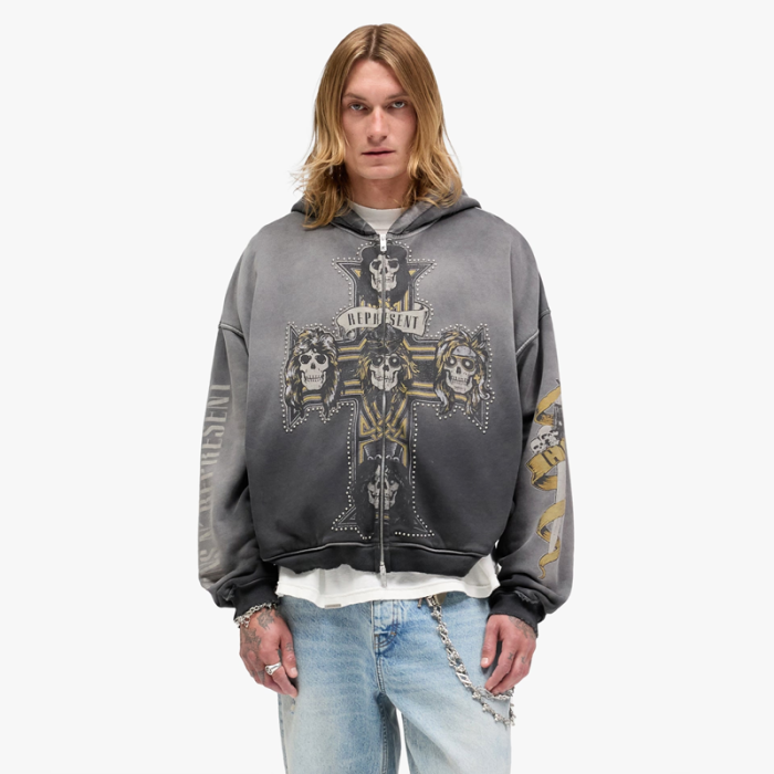 Represent X Guns N' Roses Cross Zip Through Hoodie FZWY1941