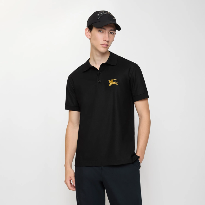 Burberry Metallic EKD Cotton Polo Shirt FZTX5432