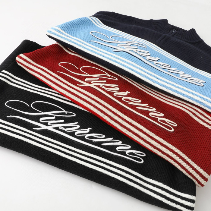 SUPREME FW25 Script Stripe Half Zip SWEATER FZMY775
