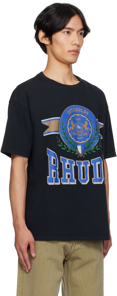 Rhude Black 'Cotswold' Crest T-shirt FZTX5515