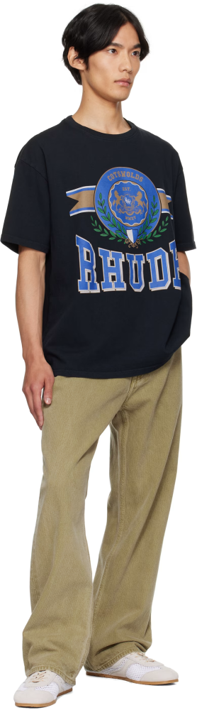 Rhude Black 'Cotswold' Crest T-shirt FZTX5515