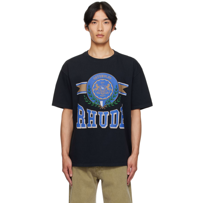 Rhude Black 'Cotswold' Crest T-shirt FZTX5515