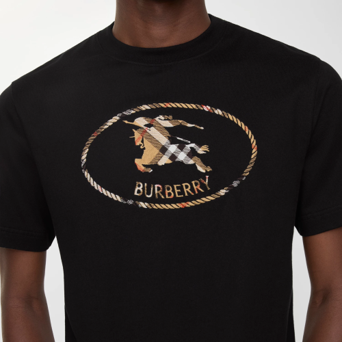 Burberry Check Knight Stamp Cotton T-shirt FZTX5610