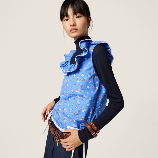 miumiu poplin and wool Knit dress FZQZ020