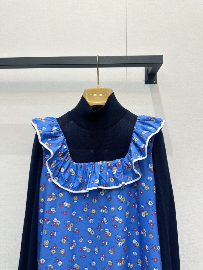 miumiu poplin and wool Knit dress FZQZ020