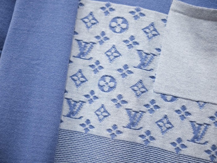 LV Monogram knitted patchwork denim tee FZTX5877