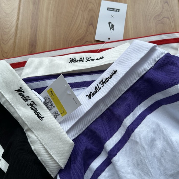 Supreme X Nike SS25 Stripe Rugby Logo Polo Tee FZTX5894