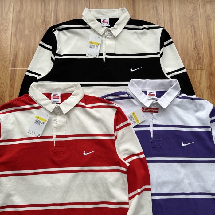 Supreme X Nike SS25 Stripe Rugby Logo Polo Tee FZTX5894