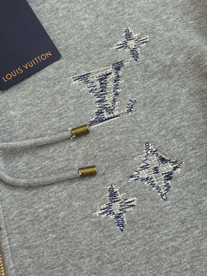LV Monogram Sashiko embroidered signature zipped hoodies FZWY2030