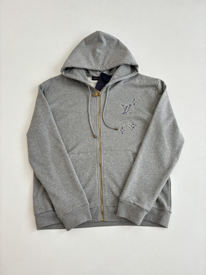 LV Monogram Sashiko embroidered signature zipped hoodies FZWY2030