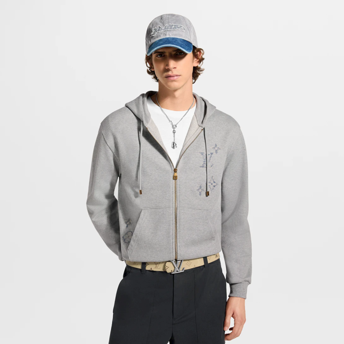 LV Monogram Sashiko embroidered signature zipped hoodies FZWY2030