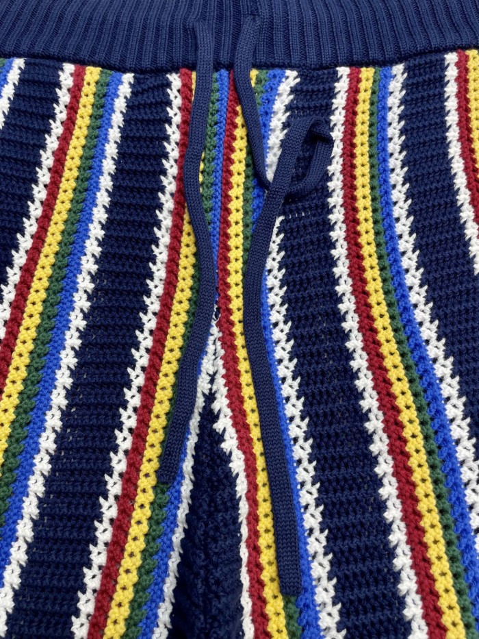 CASABLANCA Crochet Stripe Knitted Suit Shirts Shorts FZTZ106