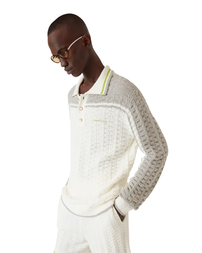 CASABLANCA TENNIS BOUCLE LONG SLEEVE POLO SHIRT sweater FZMY850