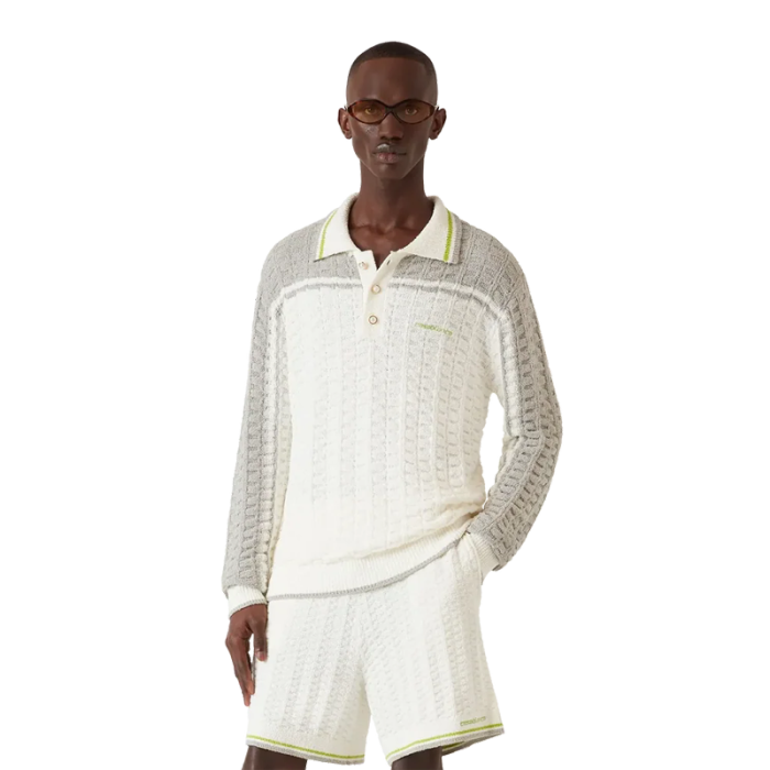 CASABLANCA TENNIS BOUCLE LONG SLEEVE POLO SHIRT sweater FZMY850