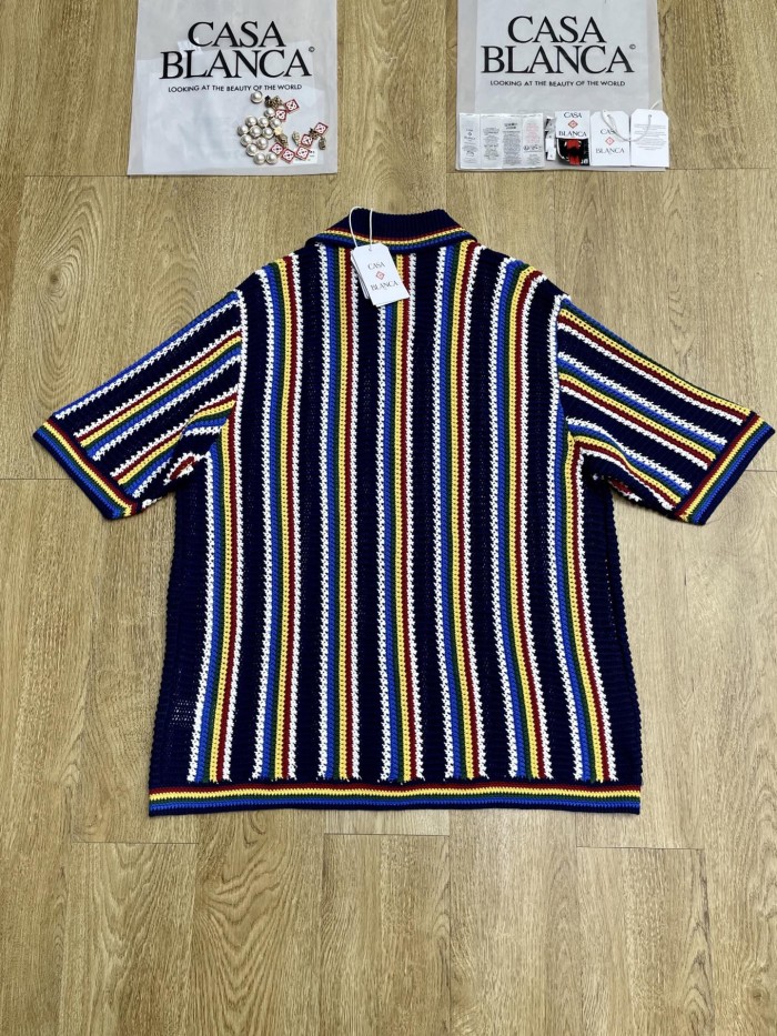 CASABLANCA Crochet Stripe Knitted Suit Shirts Shorts FZTZ106