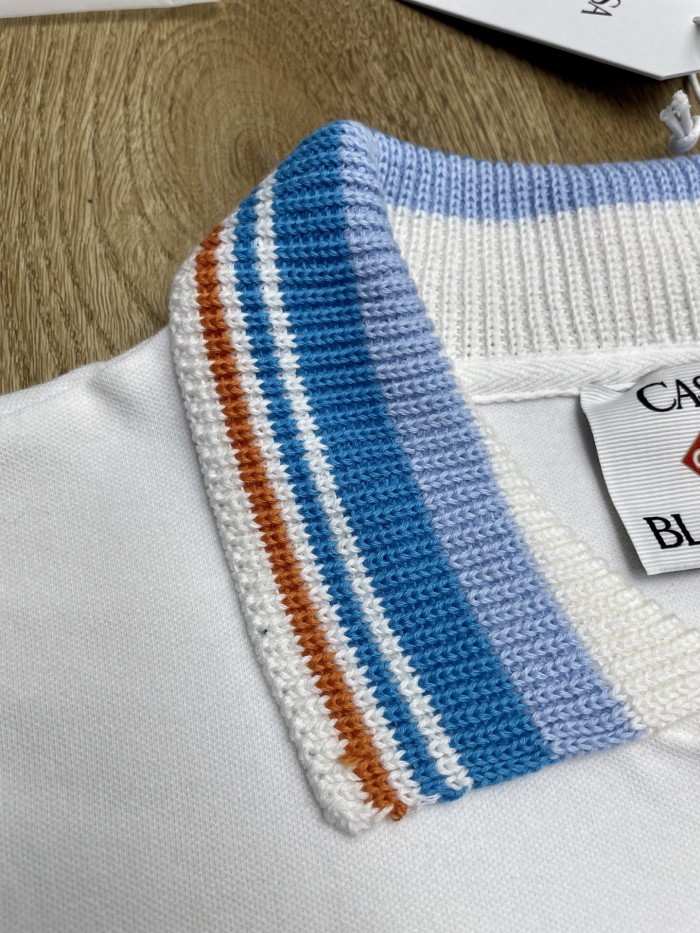 CASABLANCA KNIT PIQUE SHORT SLEEVE POLO SHIRT FZTX6130