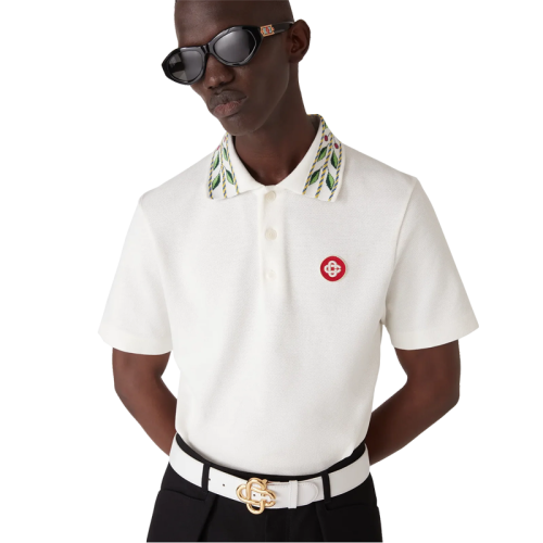CASABLANCA LAUREL PIQUE SHORT SLEEVE POLO SHIRT FZTX6127